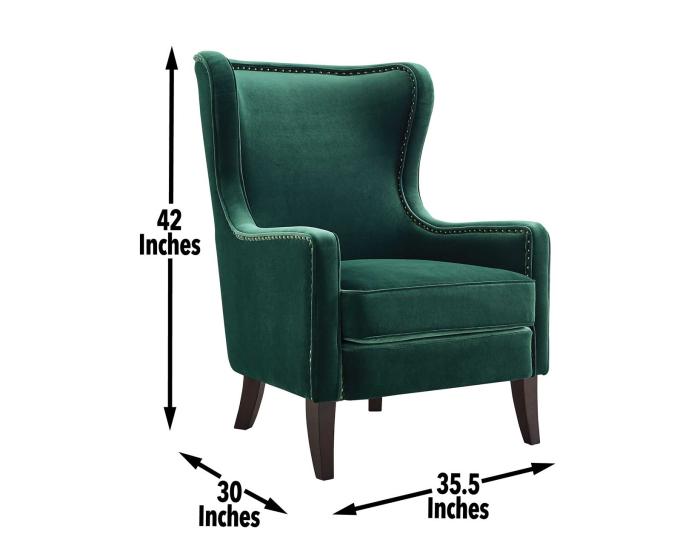 Rosco Wing Back Accent Chair - Emerald - DFW