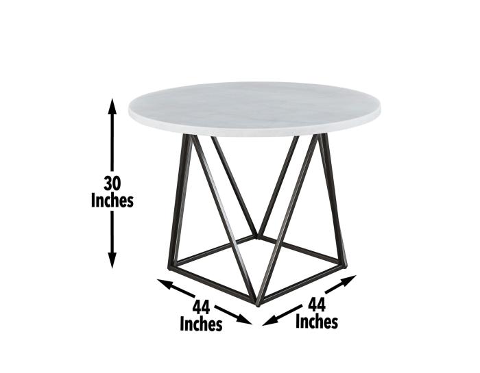 Ramona White Marble Top 44 inch Round Dining Table - DFW