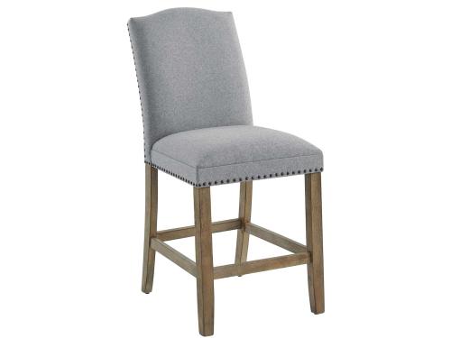 Grayson 24" Counter Stool, Upholstered with Nailhead, Gray - DFW