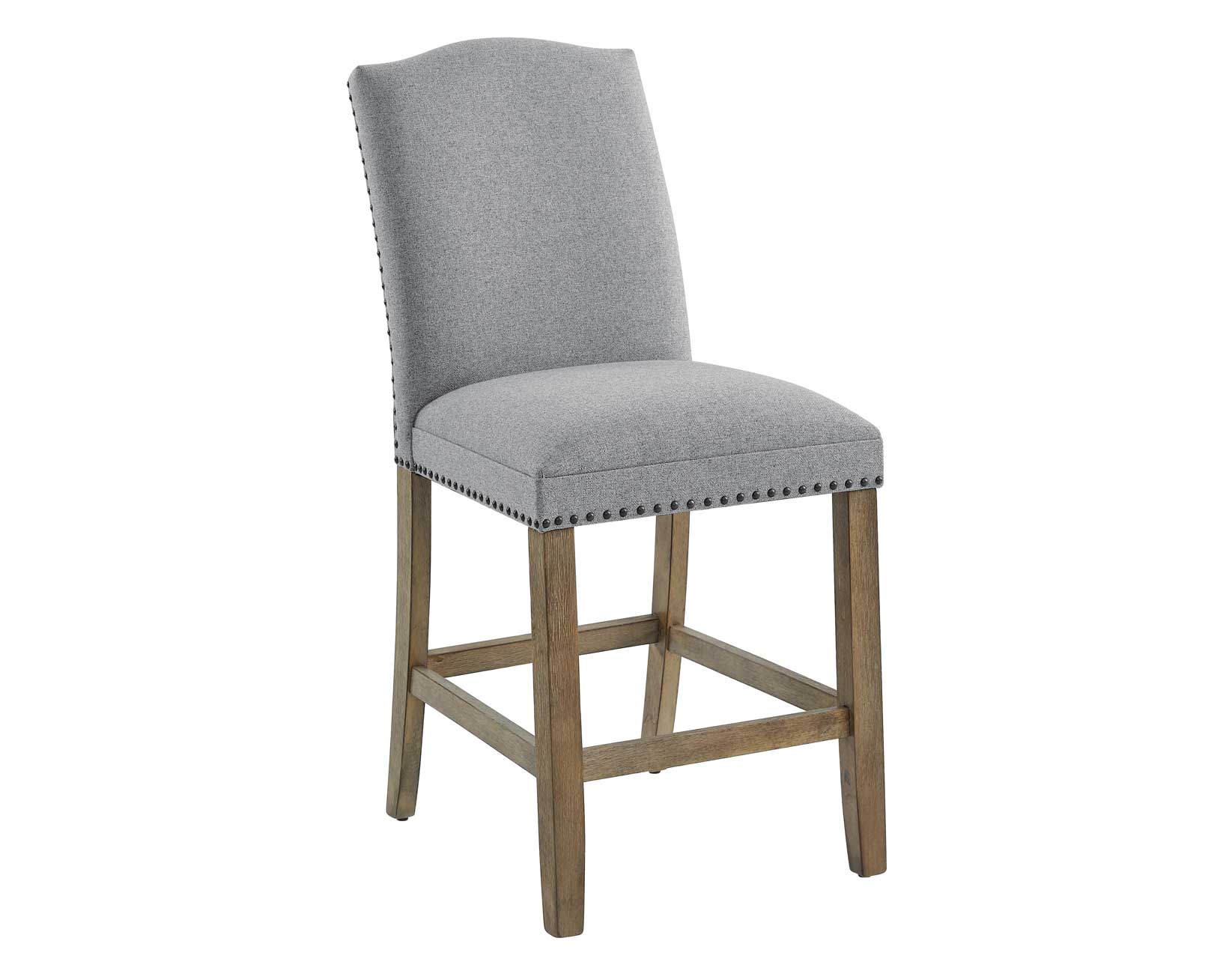 Grayson 24" Counter Stool, Upholstered with Nailhead, Gray - DFW