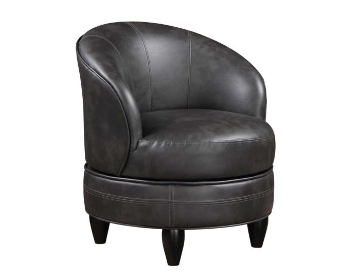 Sophia Swivel Accent Chair, Gray Leatherette DFW