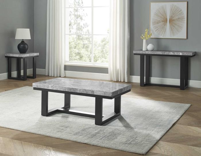 Lucca Gray Marble 3-Piece Table Set