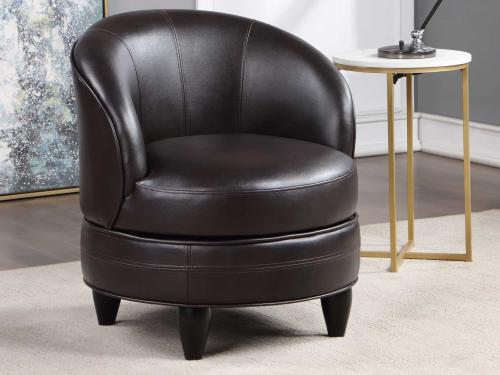 Sophia Swivel Accent Chair, Brown Leatherette - DFW