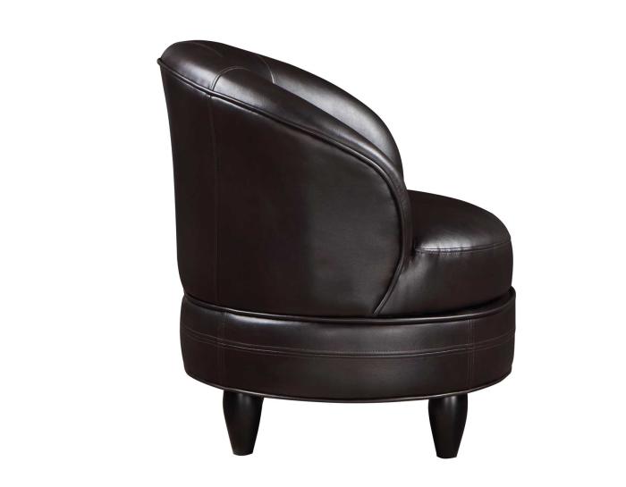 Sophia Swivel Accent Chair, Brown Leatherette