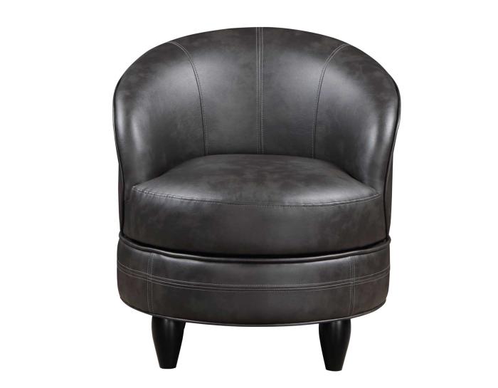 Sophia Swivel Accent Chair, Gray Leatherette