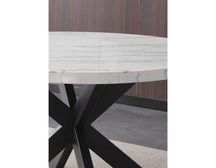 Xena 52-inch Round 5-Piece White Marble Dining Set DFW