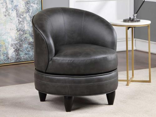 Sophia Swivel Accent Chair, Gray Leatherette - DFW