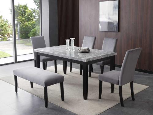 Napoli 6-Piece 64-inch Gray Marble Dining Set - DFW