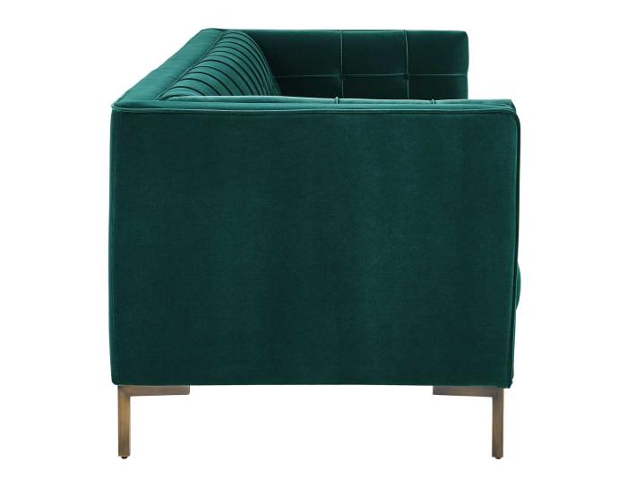 Isaac Channel Stitched Green Velvet Sofa - DFW