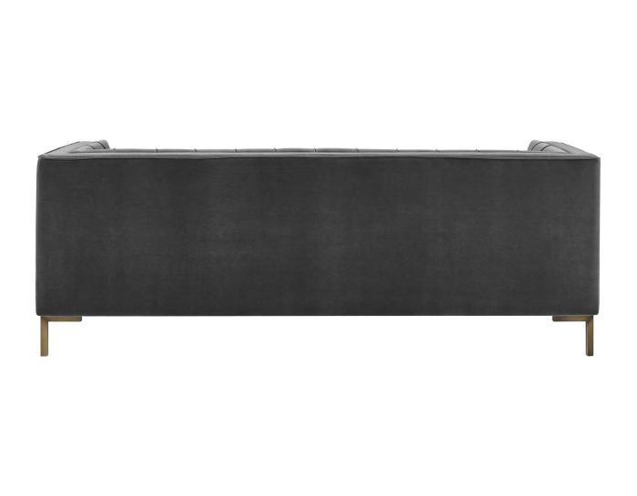 Isaac Channel Stitched Gray Velvet Sofa