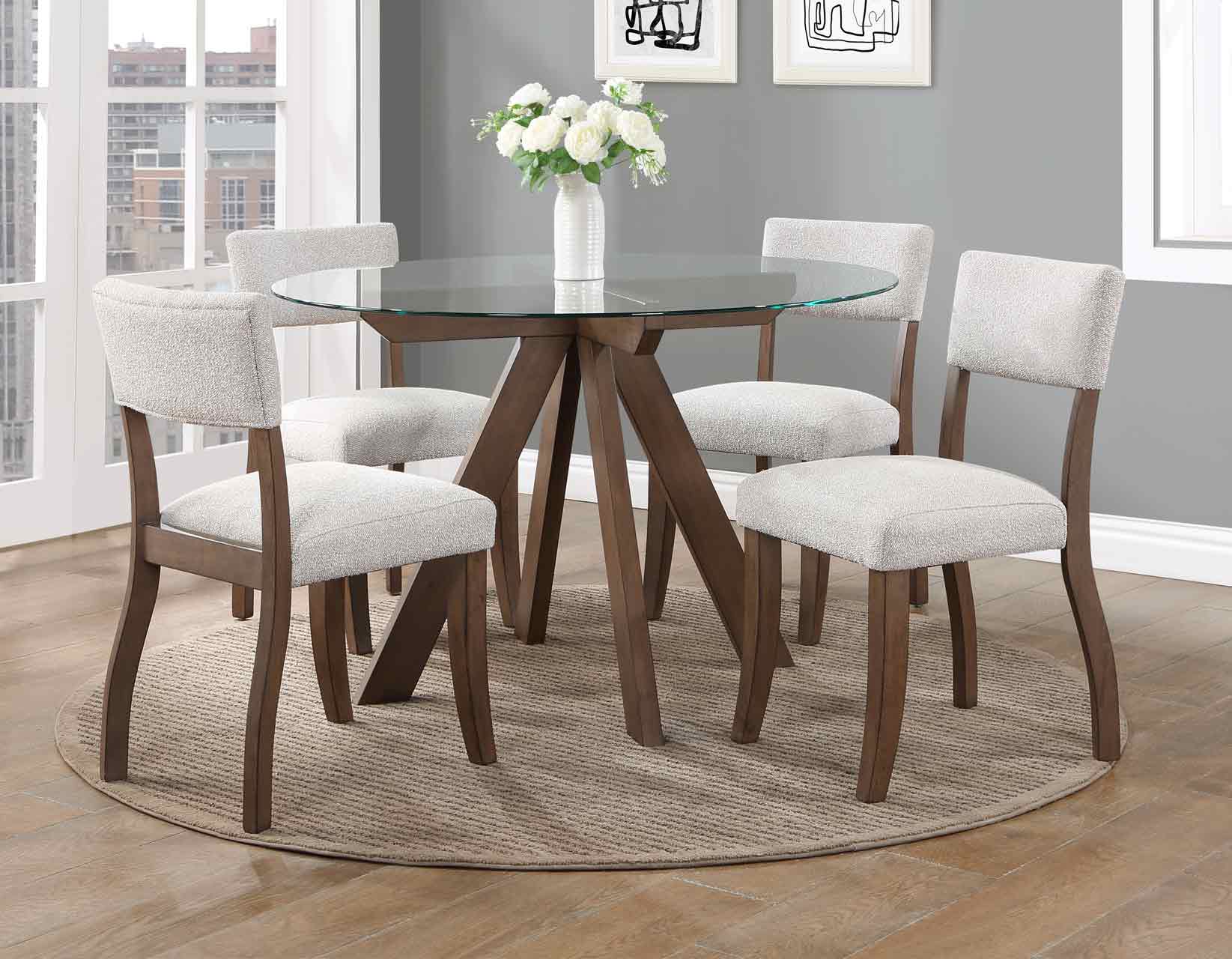 Wade 48-inch Glass Top 5-Piece Dining Set - DFW