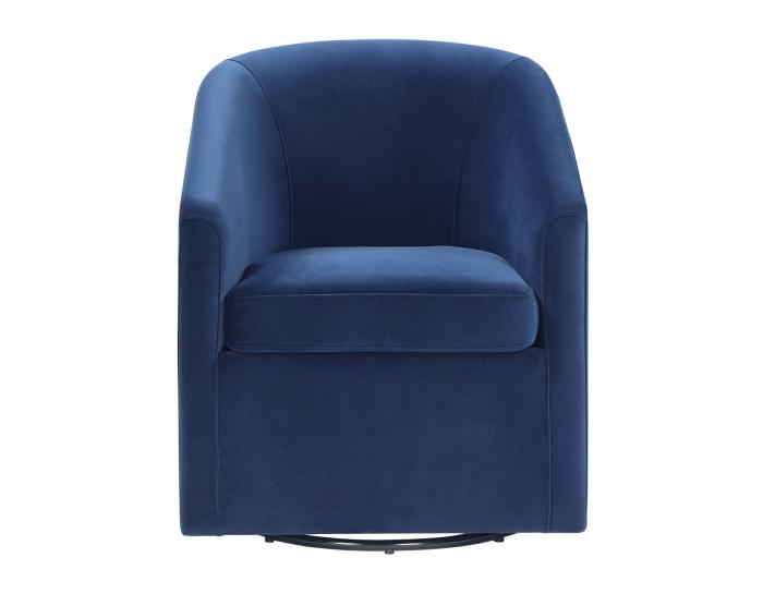 Arlo Upholstered Swivel Barrel Chair, Indigo Velvet - DFW