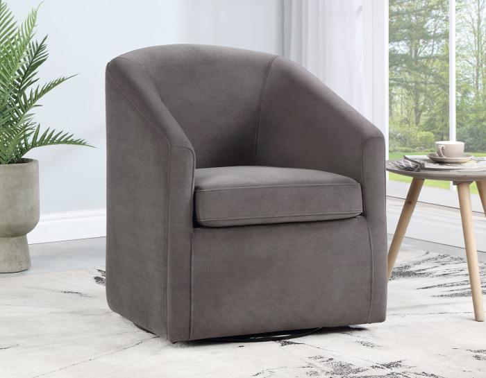 Arlo Upholstered Swivel Barrel Chair, Fog Velvet - DFW