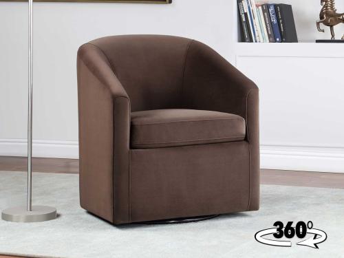 Arlo Upholstered Swivel Barrel Chair, Cocoa Velvet - DFW