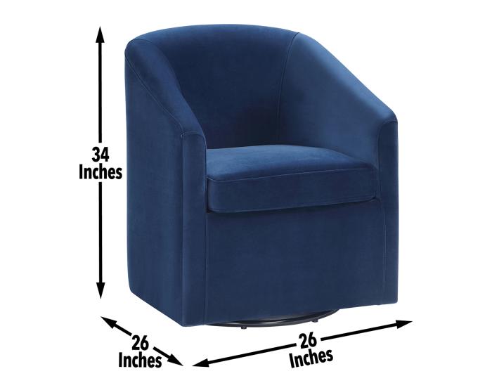 Arlo Upholstered Swivel Barrel Chair, Indigo Velvet - DFW