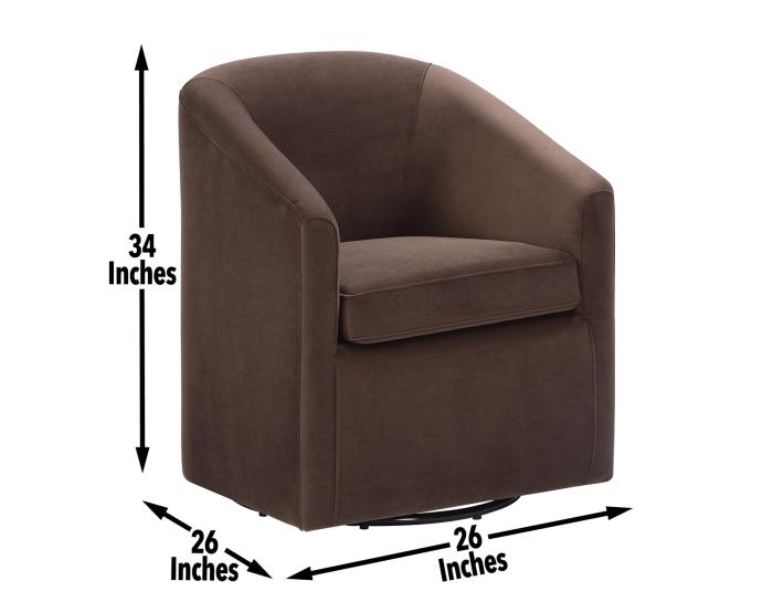 Arlo Upholstered Swivel Barrel Chair, Cocoa Velvet - DFW