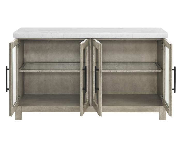 Carena White Marble Top Sideboard with Power Outlet - DFW
