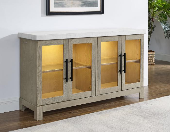 Carena White Marble Top Sideboard with Power Outlet - DFW