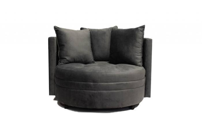 Vivienne Swivel 46" Barrel Chair, Charcoal - DFW